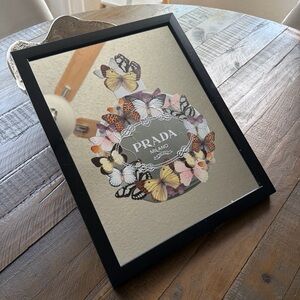 Prada Mirrored Butterfly Print in Black Frame with Pastel Accents